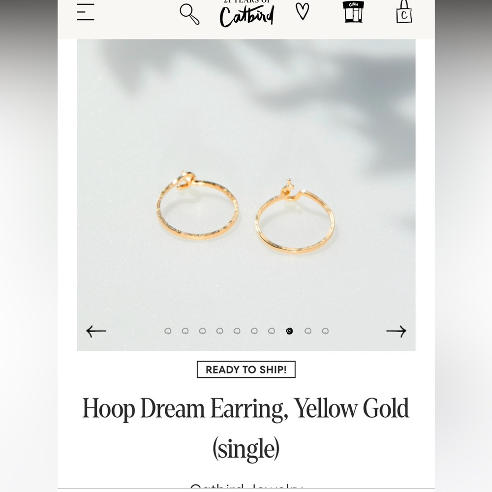 Catbird 14k yellow gold hoop dream